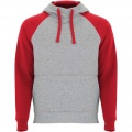 Badet zweifarbiger Kapuzenpullover Unisex, Grau meliert / Rot