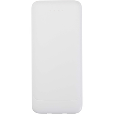 Logotrade Logogeschenke das Foto: Adhil 10 W 10.000 mAh Powerbank aus recyceltem Kunststoff mit 2 integrierten Kabeln