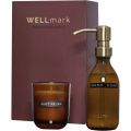 Wellmark Discovery 250 ml Handseifenspender und 150 g Duftkerze im Set, Kastanienbraun
