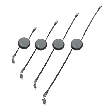 Logotrade Firmengeschenke das Foto: Terra ausziehbares 240W 2-in-1 Kabel aus RCS rec. Aluminium