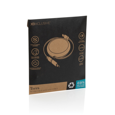 Logotrade Logogeschenke das Foto: Terra ausziehbares 240W 2-in-1 Kabel aus RCS rec. Aluminium