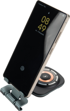 Logotrade Firmengeschenke das Foto: Handyhalterung mit kabellosem Ladegerät