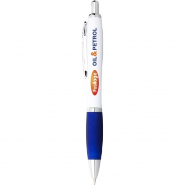 Logotrade promotional item image of: Nash ballpoint pen with white barrel and coloured grip