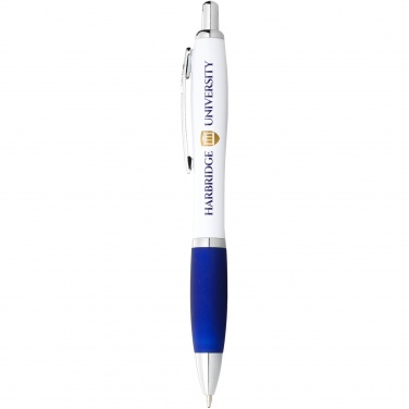 Logo trade advertising product photo of: Nash ballpoint pen with white barrel and coloured grip