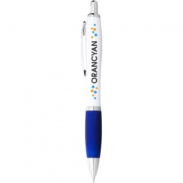 Logo trade advertising products image of: Nash ballpoint pen white barrel and coloured grip