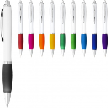 Logo trade promotional gift photo of: Nash ballpoint pen white barrel and coloured grip