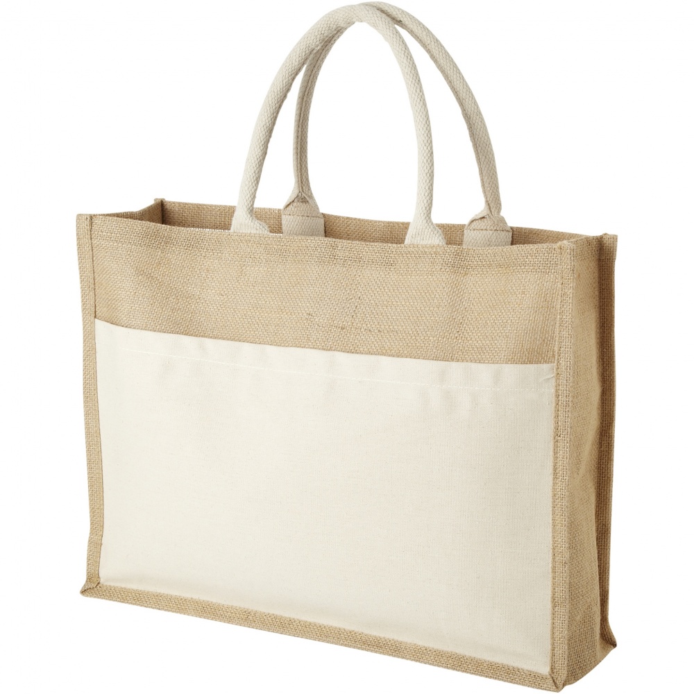 Logo trade business gifts image of: Mumbay cotton pocket jute tote bag 18L