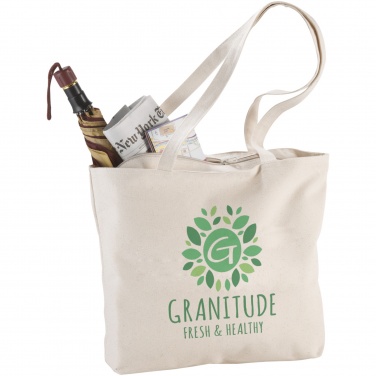Logo trade promotional merchandise photo of: Ningbo 320 g/m² zippered cotton tote bag 15L