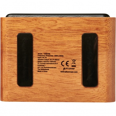 Logo trade advertising products picture of: Wooden 3W speaker with wireless charging pad
