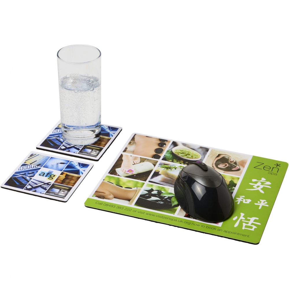 Logo trade business gifts image of: Q-Mat® mouse mat and coaster set combo 3