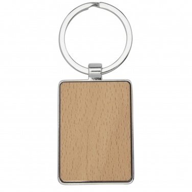 Logo trade corporate gifts image of: Mauro beech wood rectangular keychain