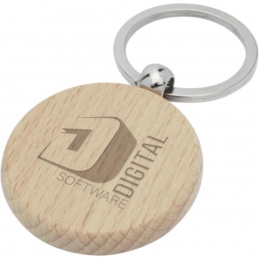 Logo trade promotional merchandise photo of: Giovanni beech wood round keychain