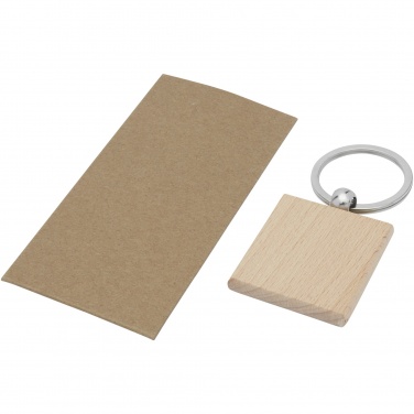 Logo trade promotional giveaways image of: Gioia beech wood squared keychain