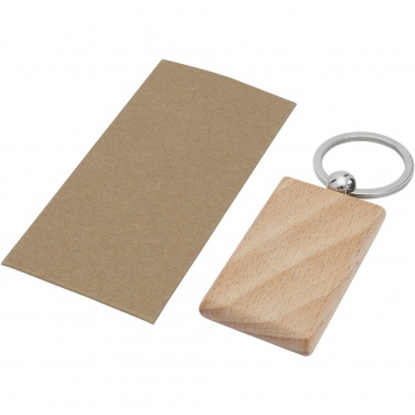 Logo trade promotional giveaways image of: Gian beech wood rectangular keychain