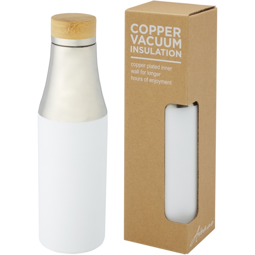 Logo trade advertising product photo of: Hulan 540 ml copper vacuum insulated stainless steel bottle with bamboo lid