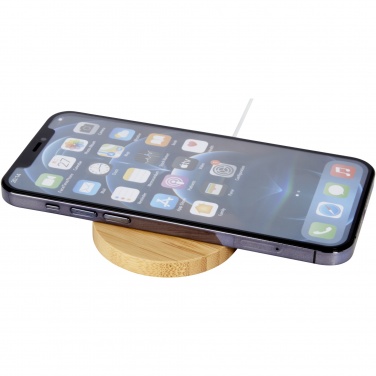 Logo trade business gift photo of: Atra 10W bamboo magnetic wireless charging pad