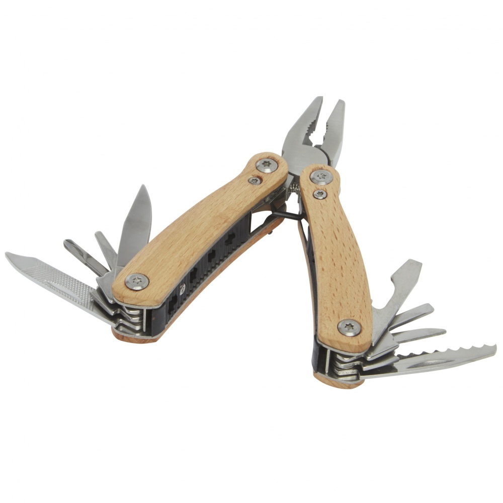 Logo trade promotional giveaway photo of: Anderson 12-function medium wooden multi-tool