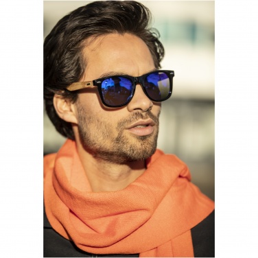 Logotrade promotional giveaway image of: Hiru rPET/wood mirrored polarized sunglasses in gift box