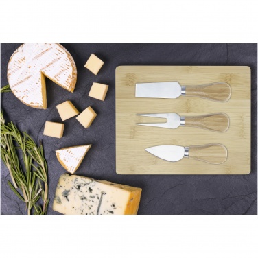 Logo trade business gift photo of: Ement bamboo cheese board and tools