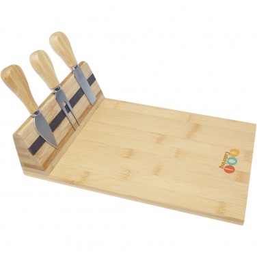 Logo trade promotional products image of: Mancheg bamboo magnetic cheese board and tools