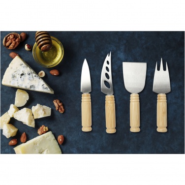 Logo trade promotional giveaway photo of: Cheds 4-piece bamboo cheese set