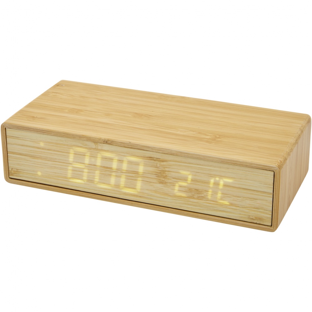 Logotrade promotional product picture of: Minata bamboo wireless charger with clock