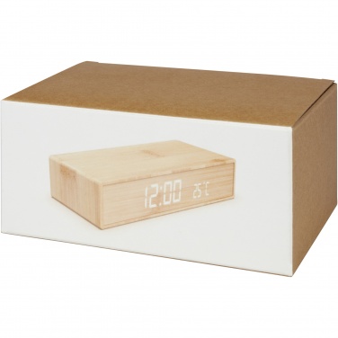 Logo trade promotional merchandise picture of: Minata bamboo wireless charger with clock