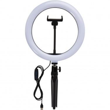 Logo trade advertising products image of: Studio ring light for selfies and vlogging with phone holder and tripod