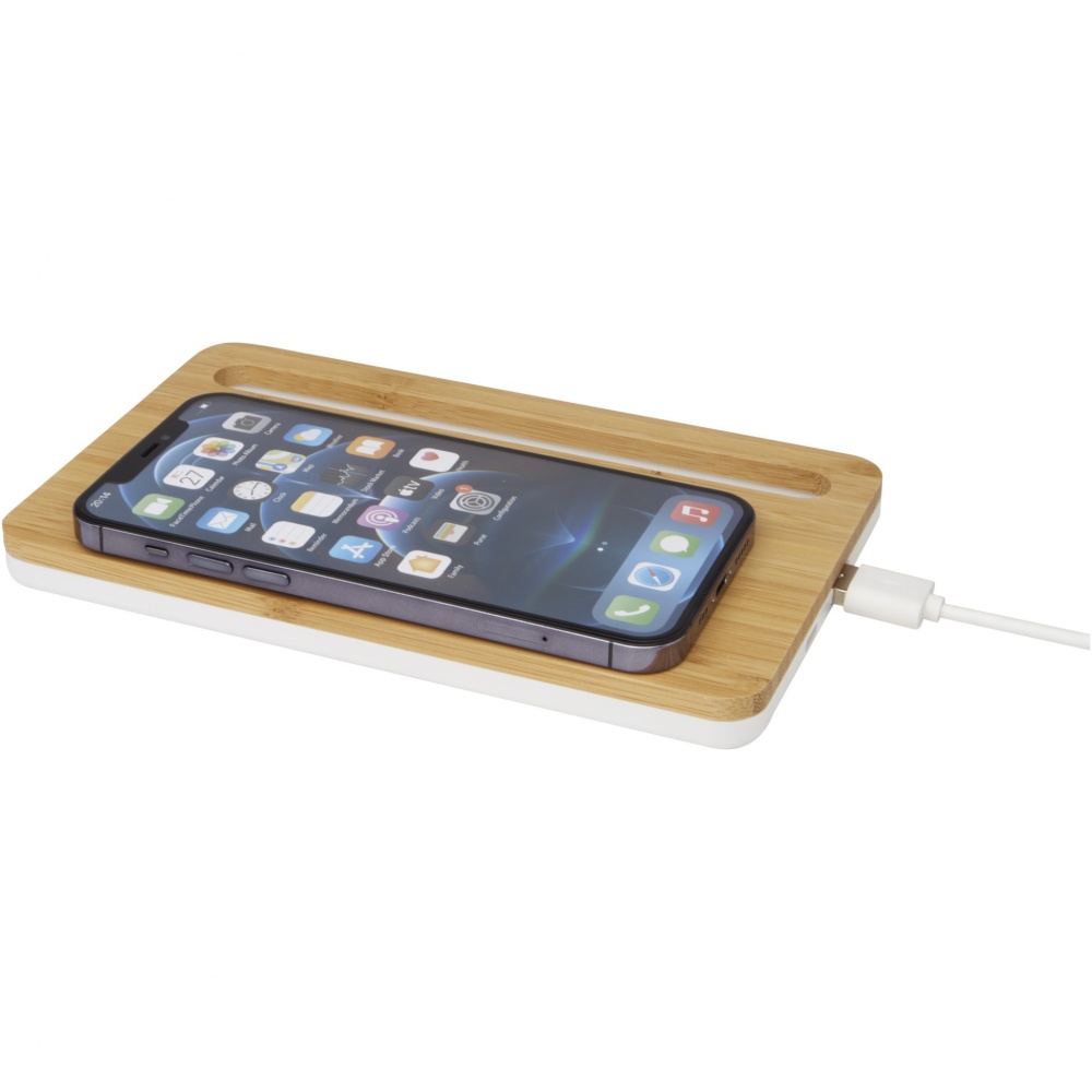Logo trade promotional gifts picture of: Medake 10W bamboo wireless charger