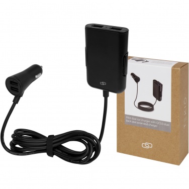Logo trade promotional item photo of: Pilot dual car charger with QC 3.0 dual back seat extended charger