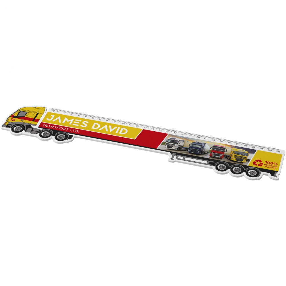 Logotrade promotional giveaway picture of: Tait 30cm lorry-shaped recycled plastic ruler
