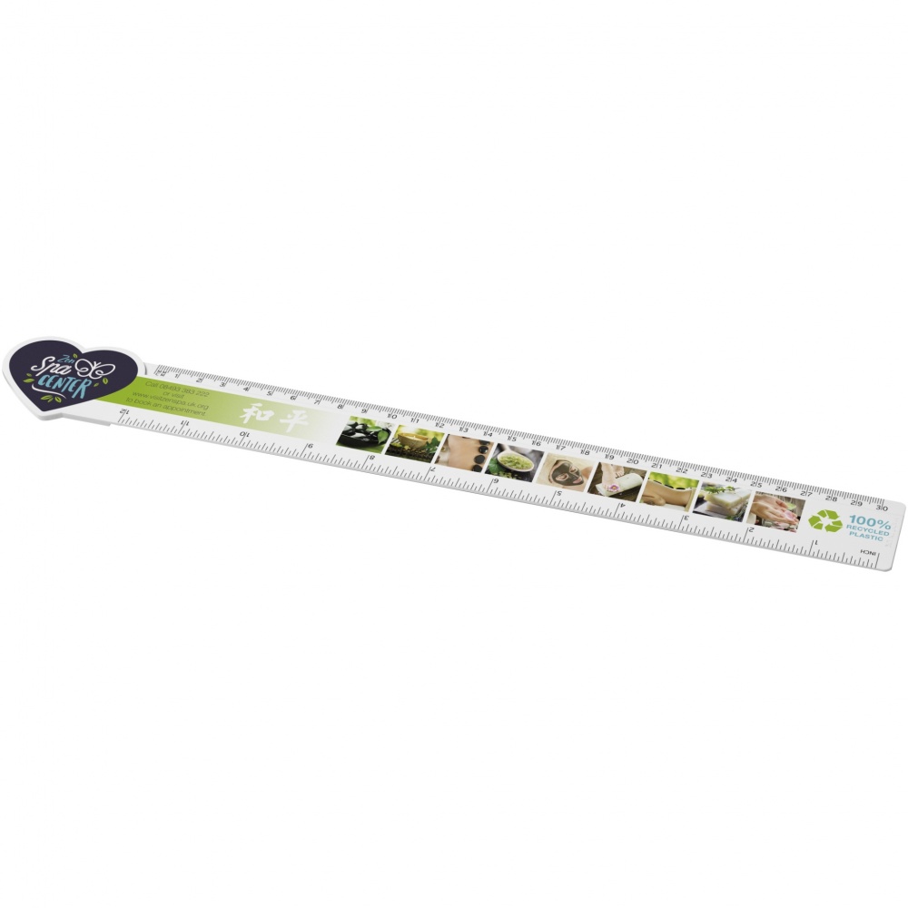 Logotrade corporate gift picture of: Tait 30cm heart-shaped recycled plastic ruler