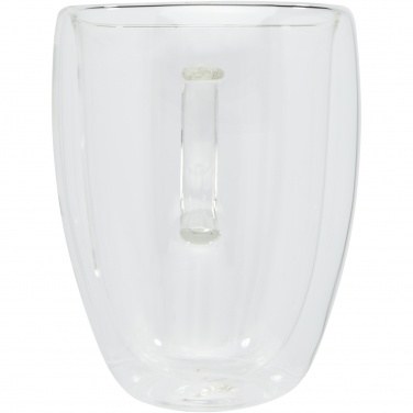 Logotrade promotional giveaway picture of: Manti 2-piece 350 ml double-wall glass cup with bamboo coaster 
