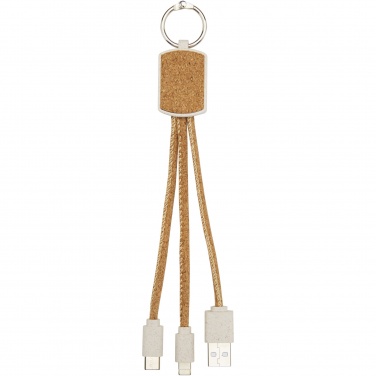 Logotrade corporate gift picture of: Bates wheat straw and cork 3-in-1 charging cable