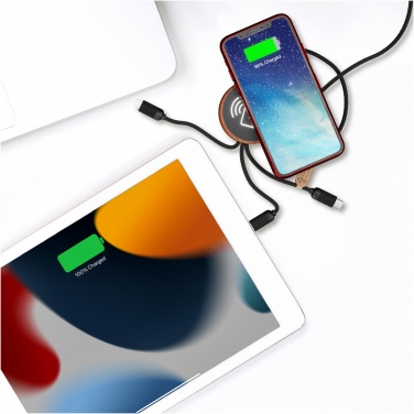 Logo trade promotional products image of: SCX.design C40 5-in-1 rPET light-up logo charging cable and 10W charging pad