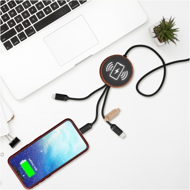 Logo trade promotional gifts image of: SCX.design C40 5-in-1 rPET light-up logo charging cable and 10W charging pad