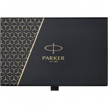 Logotrade promotional product picture of: Parker IM achromatic ballpoint and rollerball pen set with gift box