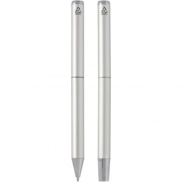 Logotrade promotional item image of: Lucetto recycled aluminium ballpoint and rollerball pen gift set