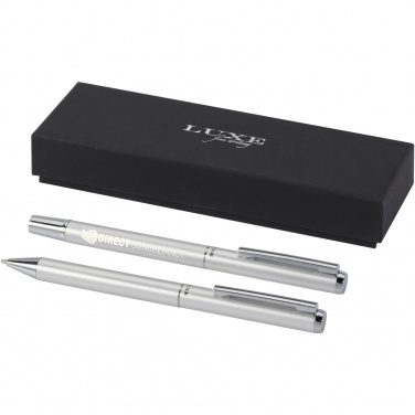 Logo trade promotional gifts image of: Lucetto recycled aluminium ballpoint and rollerball pen gift set