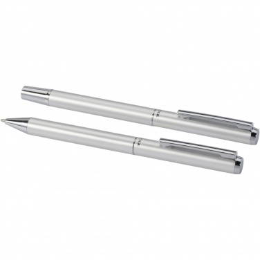 Logotrade business gift image of: Lucetto recycled aluminium ballpoint and rollerball pen gift set