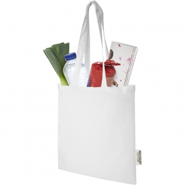 Logo trade promotional giveaways picture of: Madras 140 g/m2 GRS recycled cotton tote bag 7L