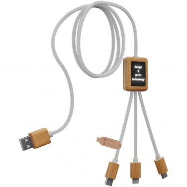 Logotrade business gifts photo of: SCX.design C39 3-in-1 rPET light-up logo charging cable with squared bamboo casing