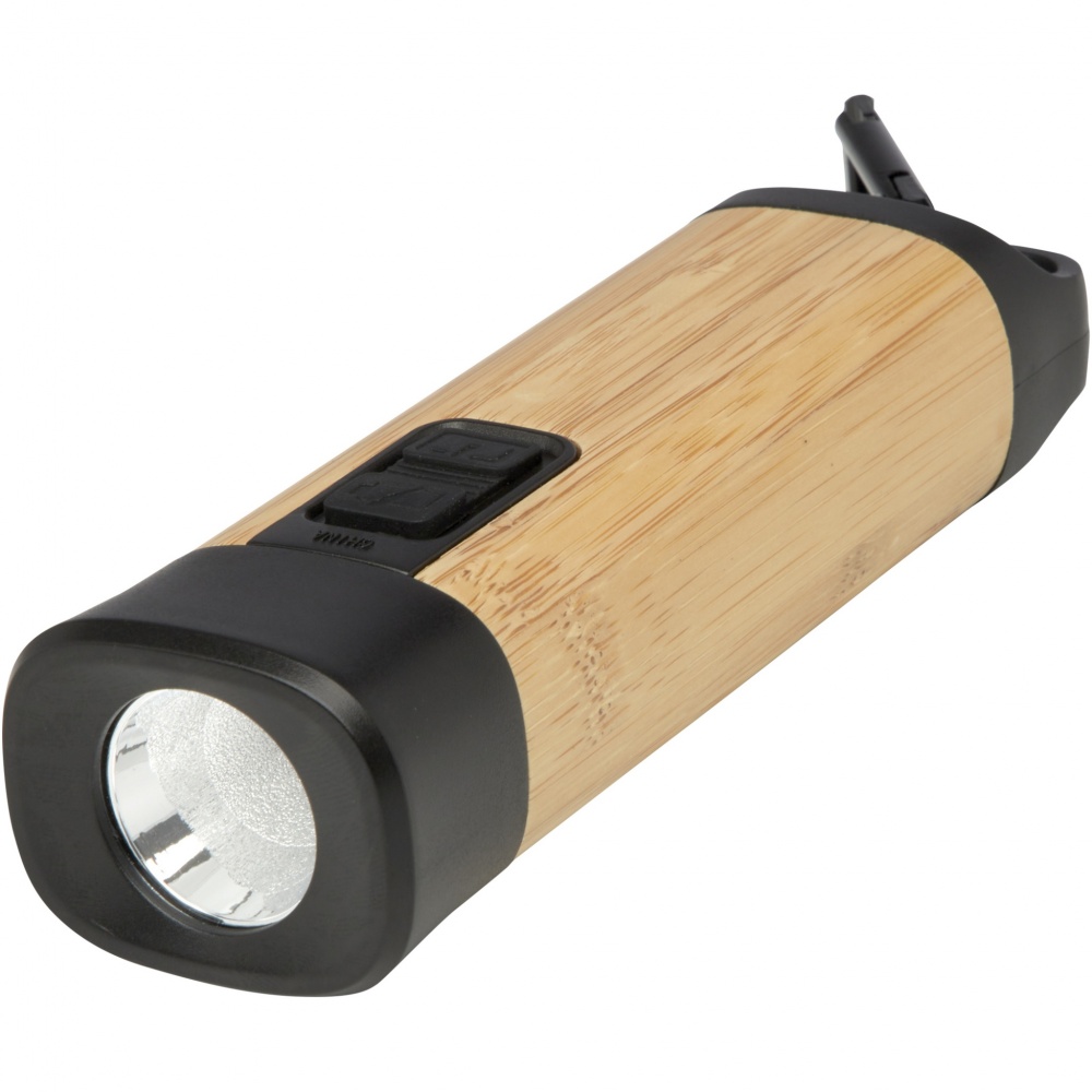 Logo trade promotional products picture of: Kuma bamboo/RCS recycled plastic torch with carabiner