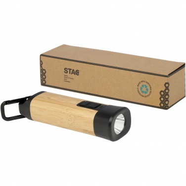 Logotrade promotional item picture of: Kuma bamboo/RCS recycled plastic torch with carabiner