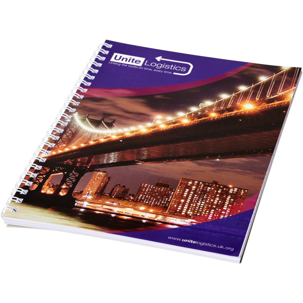 Logo trade advertising products image of: Desk-Mate® A5 spiral notebook with printed back cover