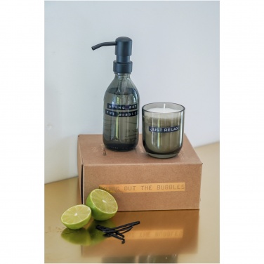 Logo trade promotional gifts picture of: Wellmark Discovery 200 ml hand soap dispenser and 150 g scented candle set - dark amber fragrance