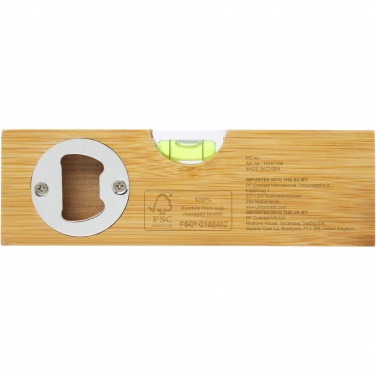 Logo trade corporate gifts image of: Flush bamboo spirit level with bottle opener
