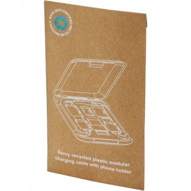 Logotrade promotional merchandise image of: Savvy recycled plastic modular charging cable with phone holder