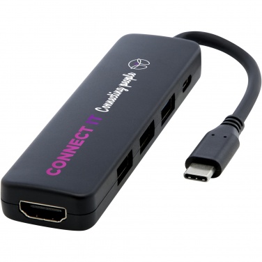 Logo trade corporate gifts image of: Loop RCS recycled plastic multimedia adapter USB 2.0-3.0 with HDMI port