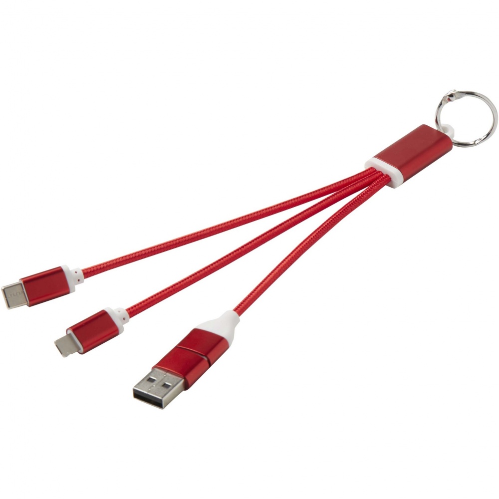 Logotrade business gifts photo of: Metal 4-in-1 recycled aluminium charging cable with keychain